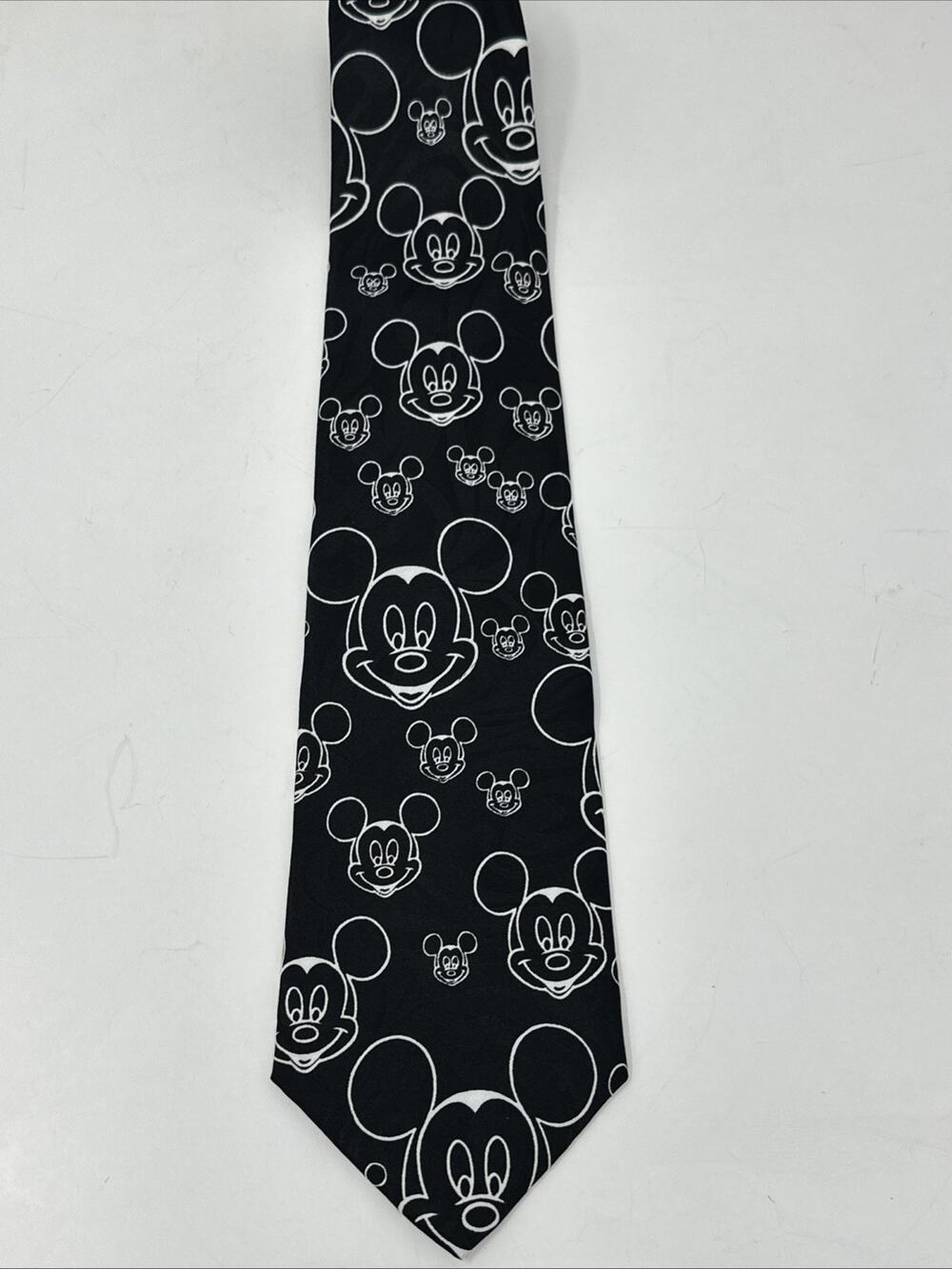 Vintage Disney Mickey Mouse Unlimited Black White Necktie Faces Balancine USA